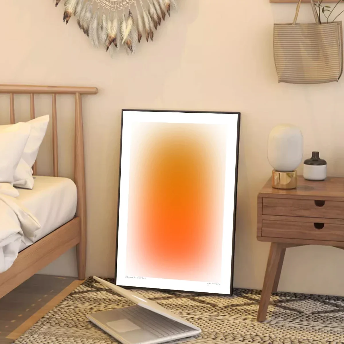 Modern , Minimalist, Wall Art, Gradient Swoosh Blue Orange, HD Canvas Print Poster, Home Living Room, Room Decoration - Image 4