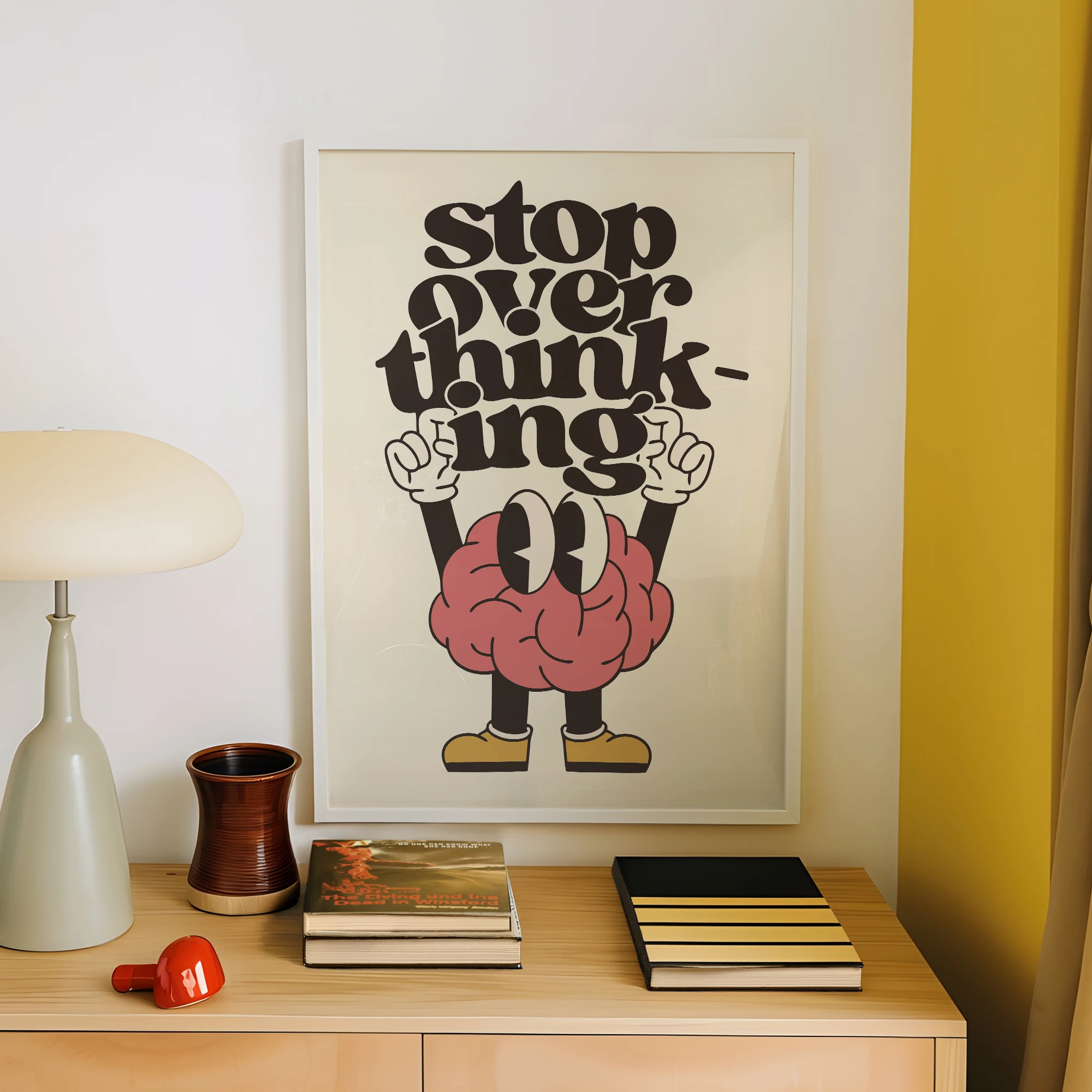 Stop Overthinking Brain And Shoes Wall Art Prints Canvas Painting Poster Picture For Living BedRoom Home Decor - Image 4