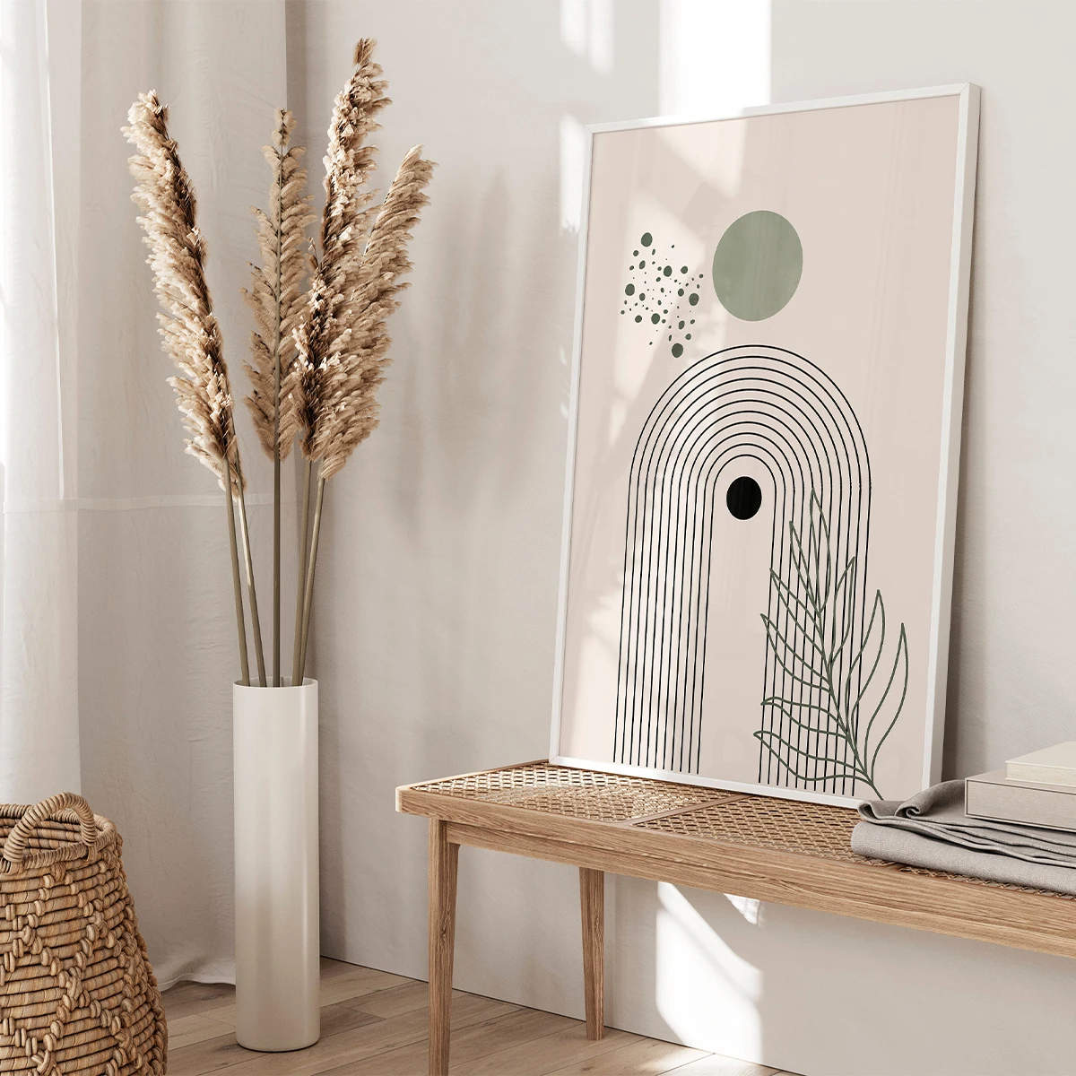 3pcs/set Bohemian Sage Green Geometric Canvas Print Poster Modern Abstract Art Print Living Room Home Decor Art Posters Gifts - Image 5