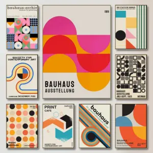 Colorful Bauhaus Exhibition Geometric Posters Prints Minimalist Abstract Art Canvas Painting for Living Room Mural Home Decor