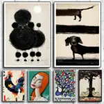 Dachshund Poodle Peacock Ryszard Kaja Artworks Posters Canvas Printing Abstract Wall Art Picture for Living Room Home Decor