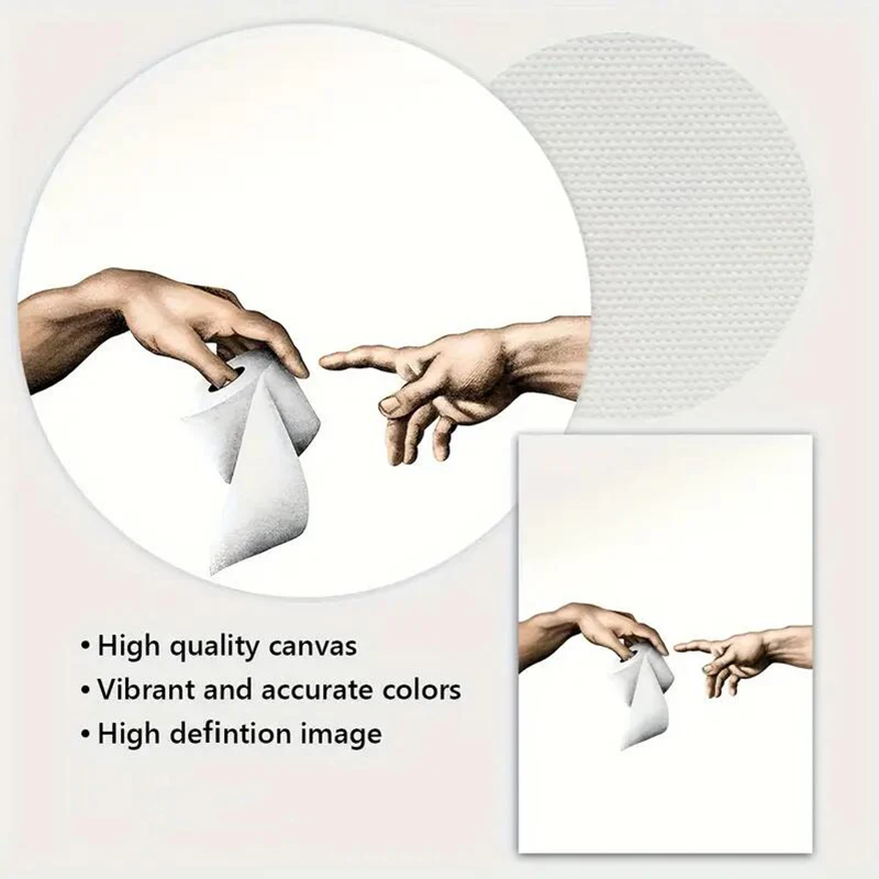 Adam's Creation Meets Toilet Paper Canvas Posters Print, Michelangelo Wall Art,Minimal,Toilet Decor,Modern Home Decoration - Image 5