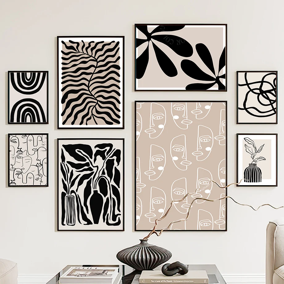 Line Girl Face Leaf Modern Abstract Black White Posters And Prints Canvas Painting Wall Art Pictures For Living Room Home Decor - Image 2