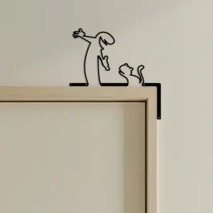 Plan Enchanting Metal Wall Art - Minimalist Black & White Puppet Silhouette Wall Decor, Hand-Forged Iron Horizontal Wall Hanging