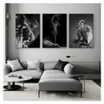 Posters and Prints Wall Art Canvas Painting Modern Picture For Living Room Decor NoFrame Nordic Girl Black and White Backgroun