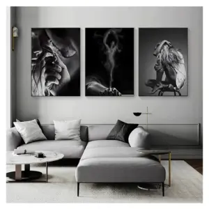 Posters and Prints Wall Art Canvas Painting Modern Picture For Living Room Decor NoFrame Nordic Girl Black and White Backgroun