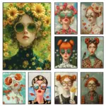 Abstract Woman Canvas Painting Surrealism Wall Art Funny Woman Portrait Poster Print For Office Bedroom Living Room Home Decor