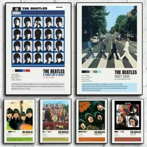 Vintage s English Rock Band Beatles Classic Albums Canvas Poster  Wall Art for Bedroom Dorm Home Decor Gift