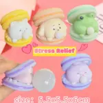 1/4PCS Macaron Bubble Burger Squishy Stress Reliever Cute Cartoon Squishy Fidget Sensory Toy for Office Prank & Desk Decor
