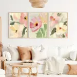 3pcs Pastel Wildflower Floral Abstract Canvas Prints Poster Modern Country Aesthetic Art Prints Wall Art Home Decor Art Poster