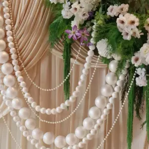Wedding Backdrop Pearl Garland DIY Faux Pearl Strands for Ceiling & Wall Decor Elegant Party Boho Decoration for Valentine's Day