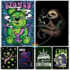 Smoking Leaves Weed Artwork Poster Canvas Printing Abstract Painting Weed Wall Decor Home Room Drug Wall Art Prints Decoration