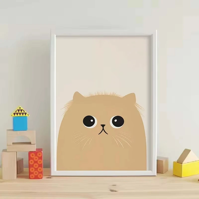 Minimalist Cute Cat Art Poster Modern Cartoon Animal Canvas Painting Printing Home Bedroom Living Room Kids Room Decoration - Image 3