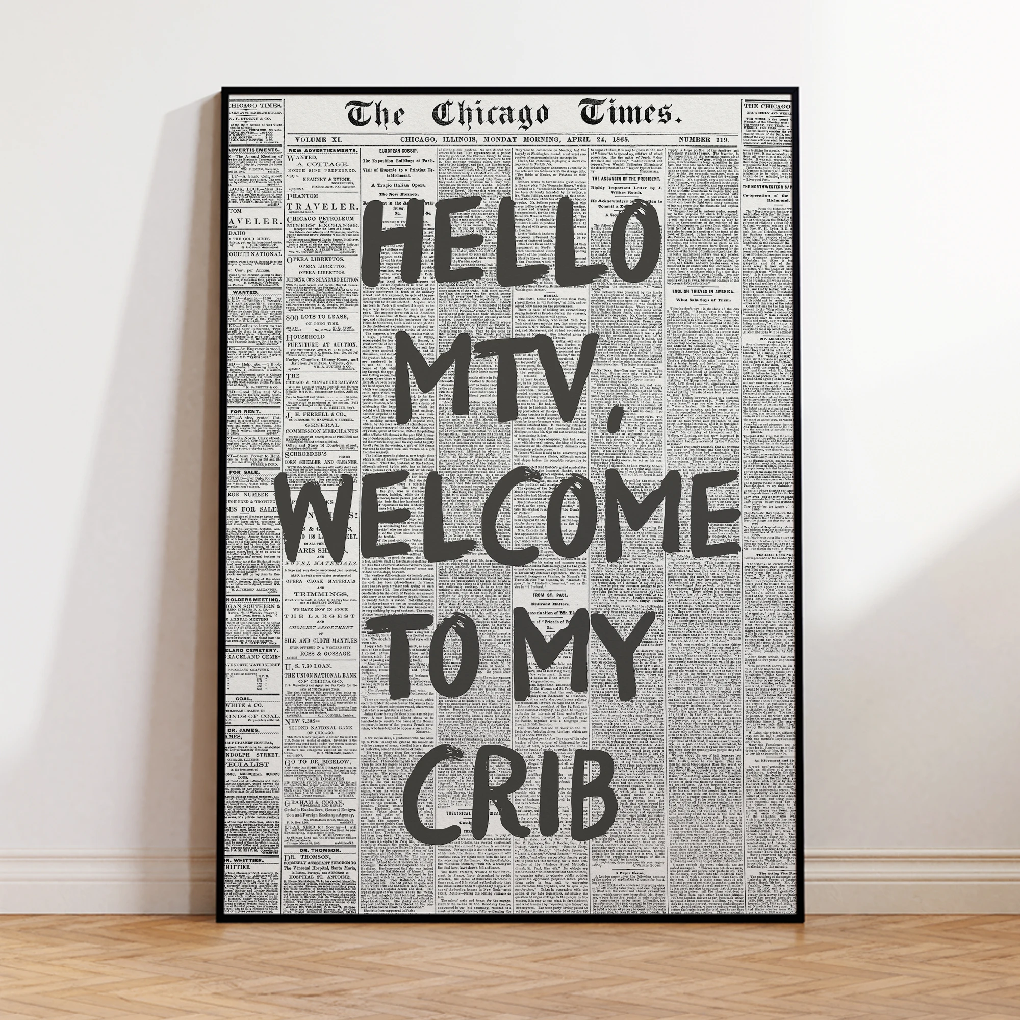 Hello MTV Welcome To My Crib Fashion Wall Art Prints Canvas Painting Poster Picture For Living Bedroom Kids Room Home Decor