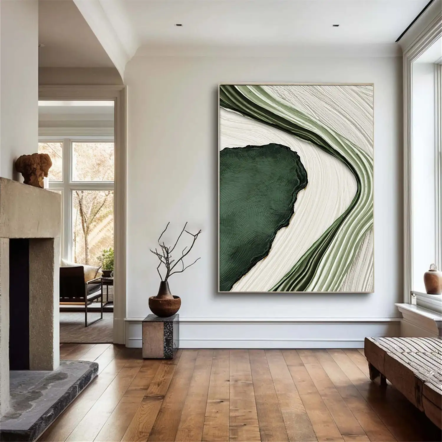 Gold Green Minimalist Abstract Art Canvas Painting 3D Large Texture Wall Art Poster Print Living Room Bedroom Porch Home Decor - Image 4