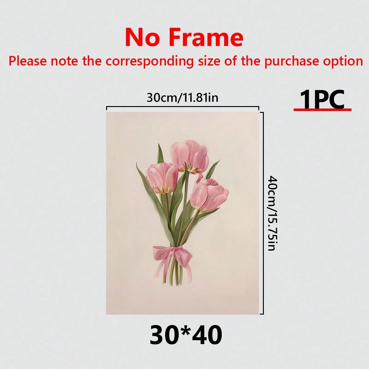 Pink Tulip Floral Wall Art Canvas with Frame, Minimalist Flower Painting for Living Room Bedroom Home Decor Modern Nordic Style - Image 5