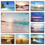 Sunset Hawaii Beach Posters Gold Sea Landscape Canvas Paintings Tropical Palm Tree Wall Art Pictures Living Room Home Decor