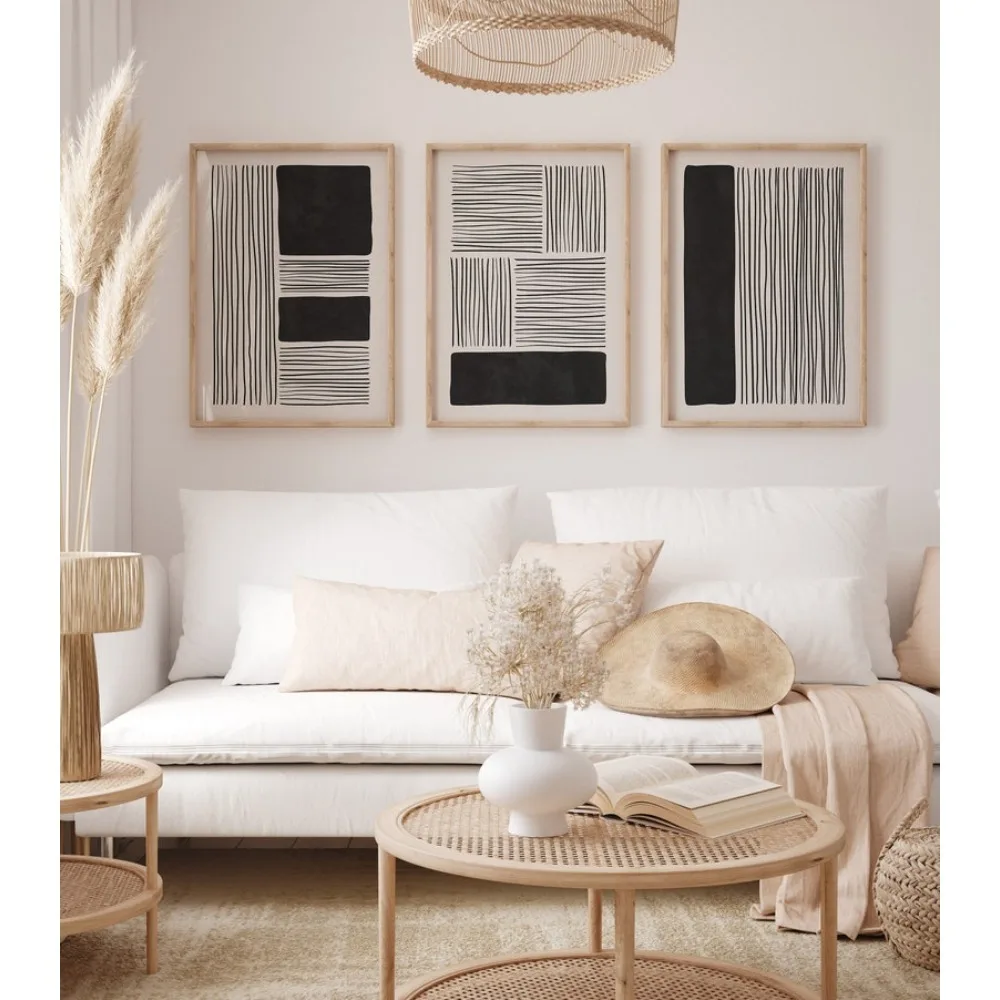 Frameless Modern Geometric Wall Art Printing,Black and White Abstract Posters,Printable Scandinavian Wall ,Living Room Decor - Image 2