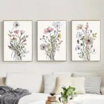 3pcs Watercolor Flower Posters Wildflower Art Print Nordic Botanical Canvas Painting Living Room Wall Art Pictures For Bedroon