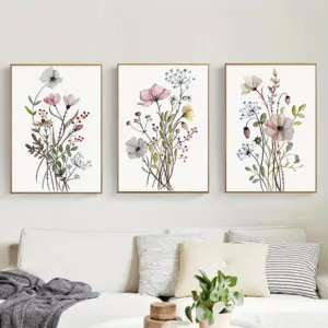 3pcs Watercolor Flower Posters Wildflower Art Print Nordic Botanical Canvas Painting Living Room Wall Art Pictures For Bedroon