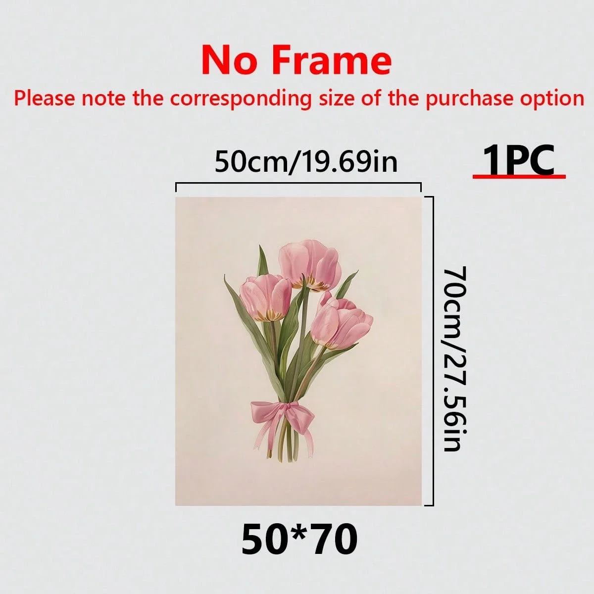 Pink Tulip Floral Wall Art Canvas with Frame, Minimalist Flower Painting for Living Room Bedroom Home Decor Modern Nordic Style - Image 4