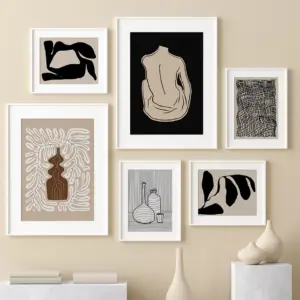 Abstract Figures Body Lines Vase Leaf Wall Art Canvas Painting Posters And Prints Hotel Bar Pictures For Living Room Home Decor