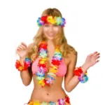 4 Pcs Hawaiian Flowers Leis Garland Necklace Fancy Dress Party Tropical Hawaii Beach Decoration Wedding Party Wreath Supplies
