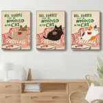 1 Living Room Decor Canvas Print Abstract Cats - Funny "All Guests Must Be Cat Approved" Home Decor, Wall Art Prints and Posters