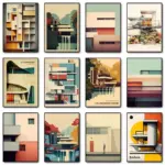 Minimalist Fallingwater House Bauhaus Classic Architecture Abstract Poster Canvas Painting Wall Art Pictures Living Home Decor