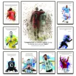 Legendary Football Player Inspirational Quotes Poster Abstract Watercolor Person Canvas Painting Room Home Decor Soccer Fan Gift