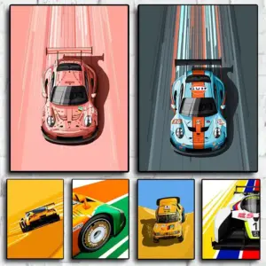 Poster Canvas Painting Wall Art Racer Posters Aesthetic Motorsport For Living Room Boys Home Decor 1PC Modern Cartoon Racing Car