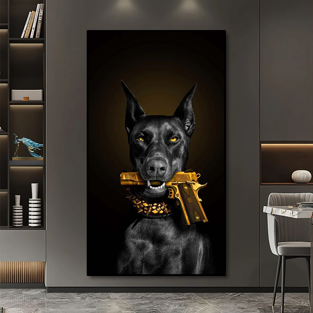 Animal Black Dog Poster Doberman Mafia Dog Poster Decorative Painting Canvas Wall Art Living Room Bedroom Decorative Mural - Image 4