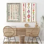 Moroccan Rug Art Painting Boho Wall Pictures , Abstract Neutral Eclectic Canvas Art Prints Home Bohemia Poster Wall Decor