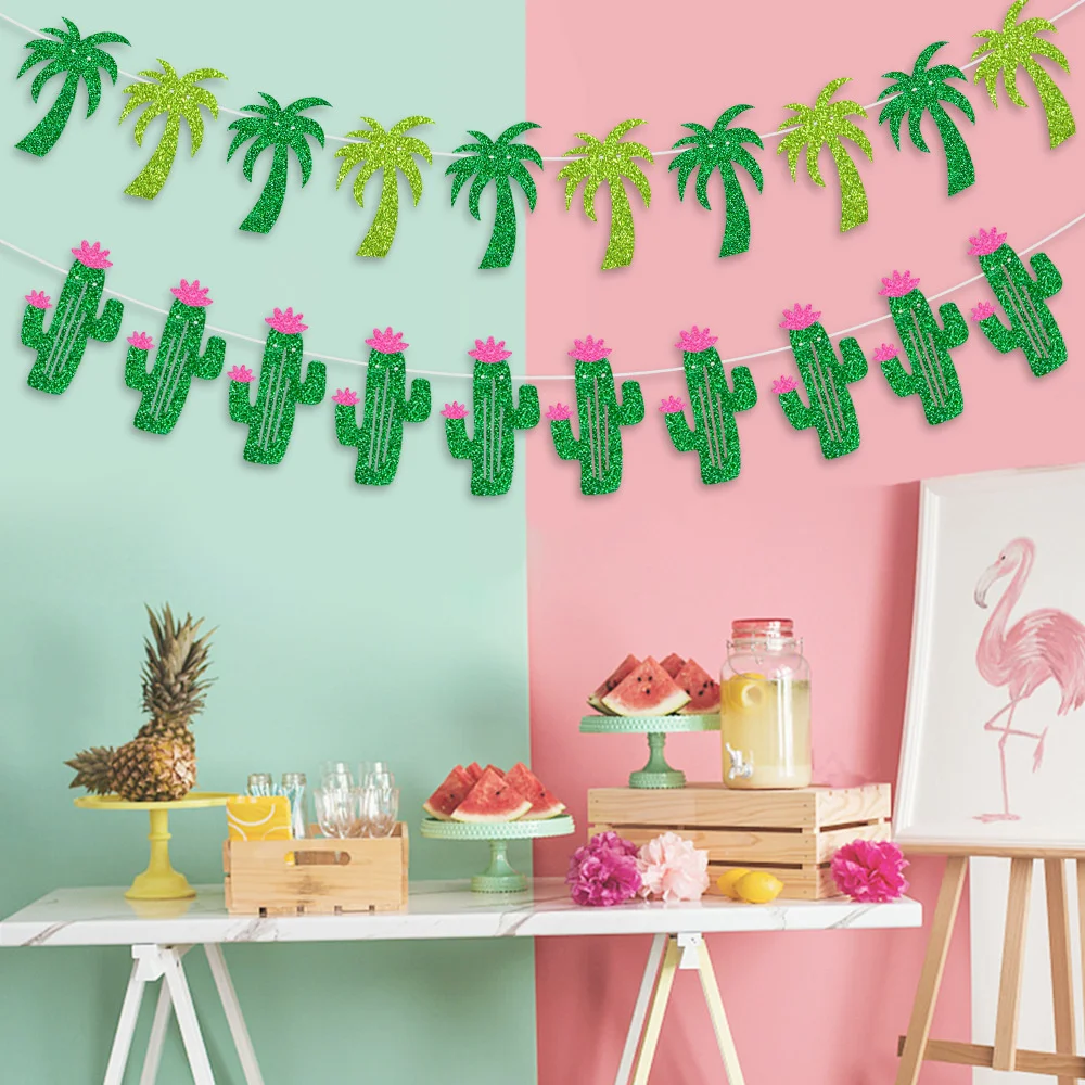Hawaiian Party Decorations Flamingo Summer Bunting Banner Aloha Garlands Luau Tropical Jungle Safari Banners Party Decoration - Image 4