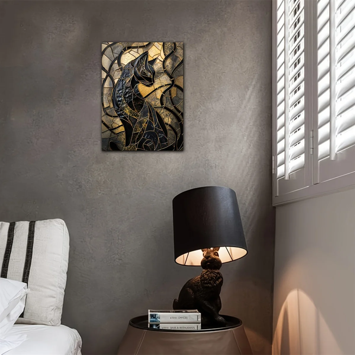 1pc Canvas Painting, Abstract Black Cat, Interesting Creative Wall Decoration, Home Bedroom Kitchen Living Room Bathroom - Image 3