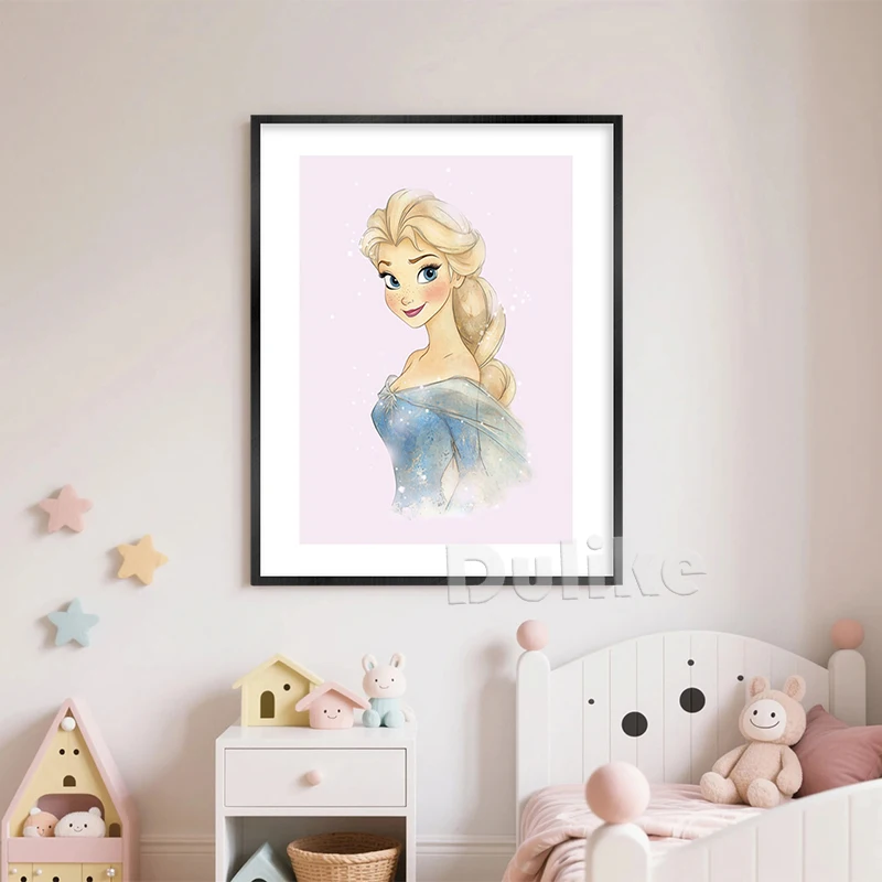 Pink Princess Castle Wall Art Prints Watercolor Nursery Cartoon Posters Boho Fairy Tale Canvas Painting Girls Room Decor - Image 6