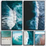 Modern Simple Ocean Landscape Posters Print Canvas Painting Beach Seascape Wall Art Pictures for Living Room Bedroom Decoration