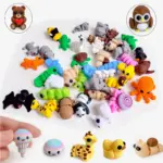 10-50Pcs 3D Printed Colorful Mini Animals Figurines Ornaments Cute Simulation Animal Models Home Office Desktop Decoration