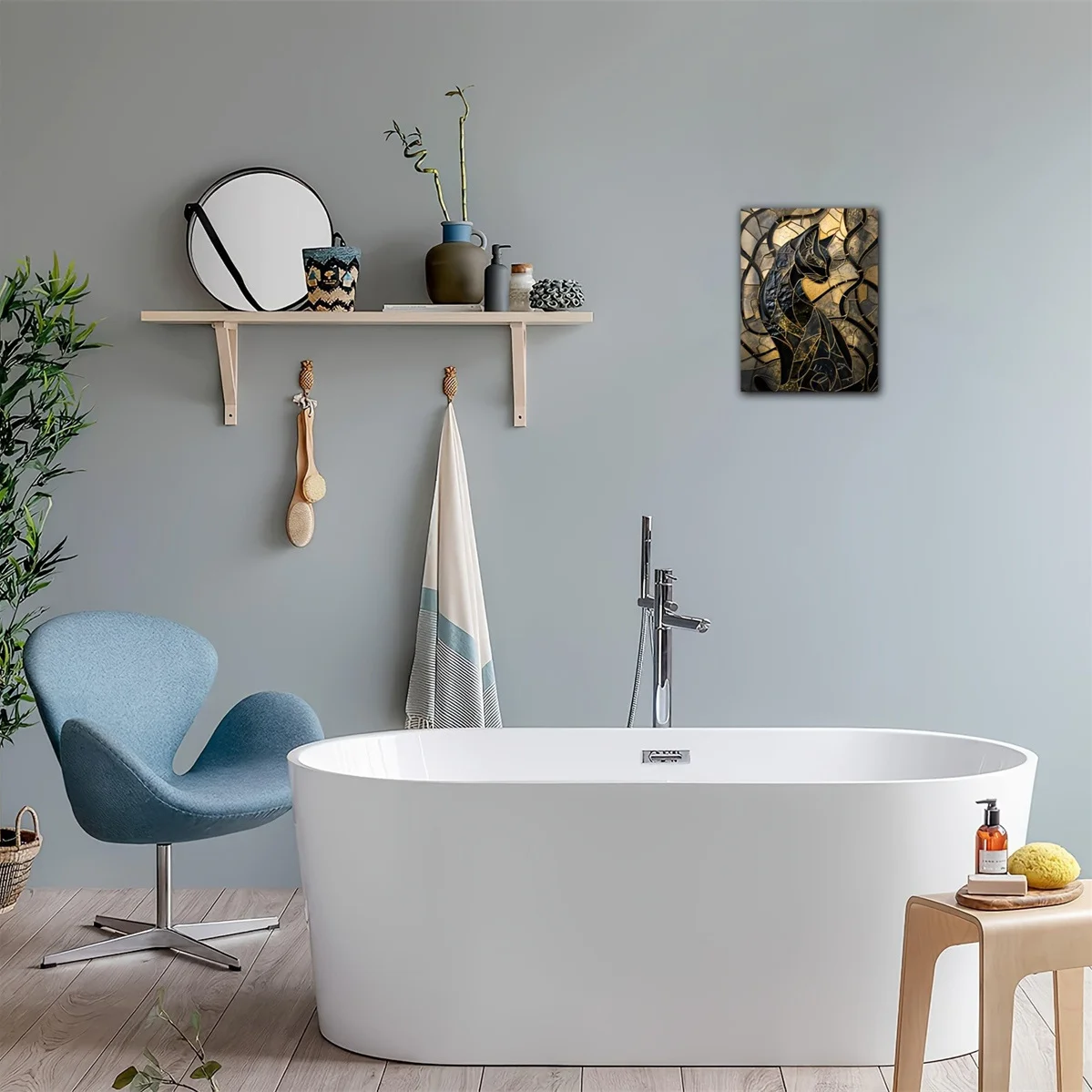 1pc Canvas Painting, Abstract Black Cat, Interesting Creative Wall Decoration, Home Bedroom Kitchen Living Room Bathroom - Image 4