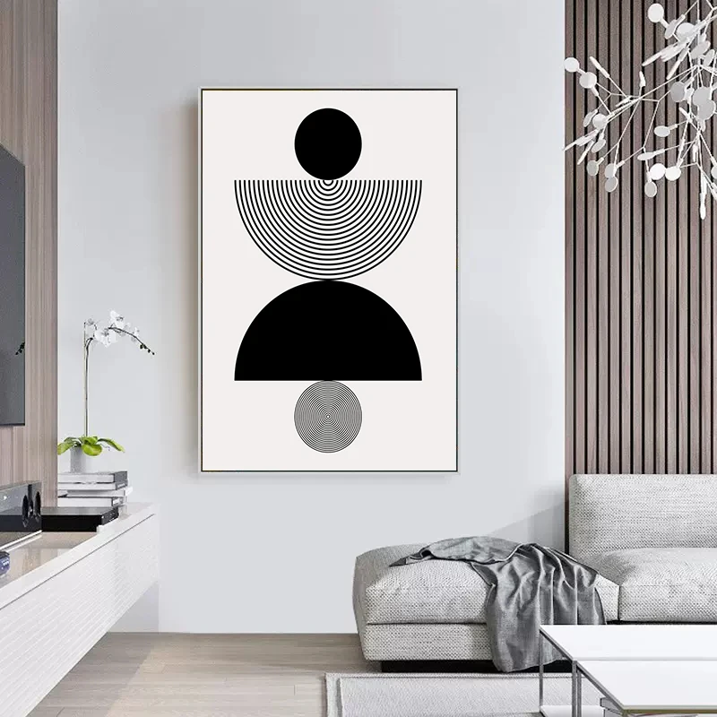 Abstract Modern Art Geometrical Shapes Poster Canvas Painting Black White Wall Art For Living Room Home Decoration Mural - Image 5