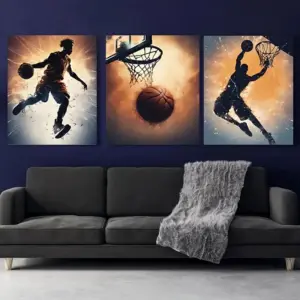 3pc Basketball Wall Art Pose Canvas Printing Poster Basketball Sports Art Decor Living Room Dormitory Decor Gift for Boyfriends