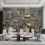 Custom Photo Wallpaper Modern Simple Gold Leaf Rock Art Background Wall Mural Living Room TV Sofa Bedroom Home Decor 3D Sticker