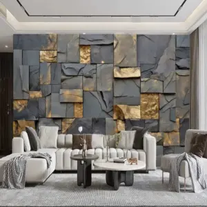 Custom Photo Wallpaper Modern Simple Gold Leaf Rock Art Background Wall Mural Living Room TV Sofa Bedroom Home Decor 3D Sticker
