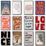 1pc Colorful Text Poster, Simple Decorative Canvas Home Decor - Chic Pink and White Vintage Art Poster, Room Decor