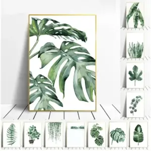 Tropical Plant Poster Scandinavian Green Leaves Decor Modern Wall Art for Home Decor Canvas Painting