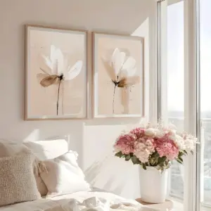 Spring Abstract Flower Print Neutral Minimalist Floral Wall Art Textured Beige Botanical Poster Abstract Floral Beige Home Decor