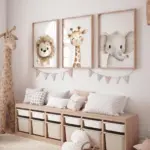3pcs Safari Animal Nursery Prints Watercolor Lion Giraffe Elephant Wall Art Room Decor Boho Jungle Animals Boy Girl Gift Posters