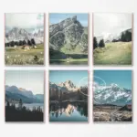 Snow Mountain Grassland Fog Lake Poster Mountain Wall Art Canvas Painting Prints Nordic Living Room Office Home Decor Gifts