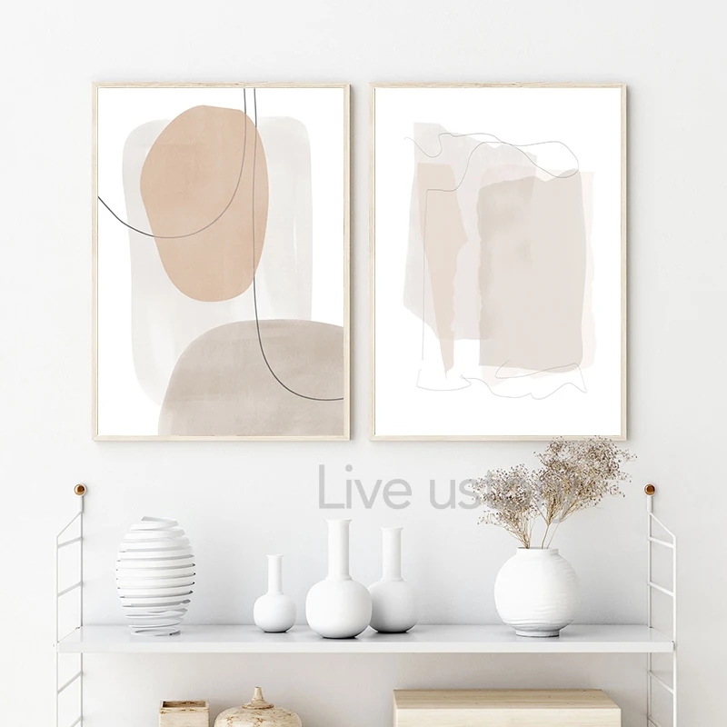 Earth Tone Abstract Geometry Canvas Painting Beige Gray Neutral Color Poster Wall Pictures Boho Wall Art Print Living Room Decor - Image 6