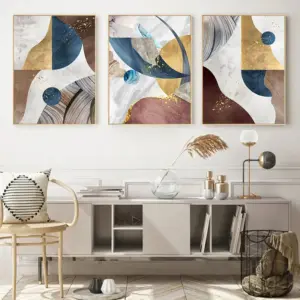 Abstract Geometric Color Block Canvas Art Painting Prints Modern Wall Decorative Picture for Living Room Bedroom Home Decor